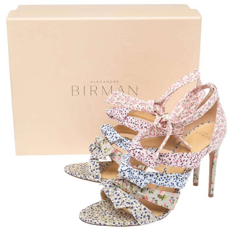 Pre Owned Alexandre Birman Floral Printed Canvas Lolita Knot Strappy Sandals Size 40