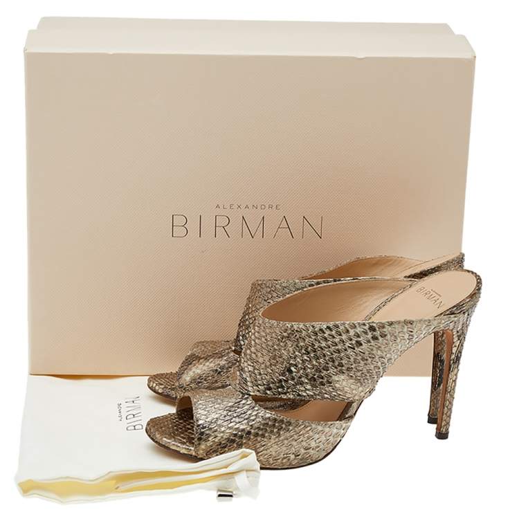 Pre Owned Alexandre Birman Metallic Two Tone Python Leather Open Toe Sandals Size 39