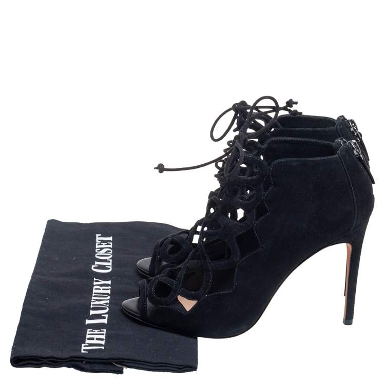 Pre Owned Alexandre Birman Black Suede  Caged Sandals Size 37.5