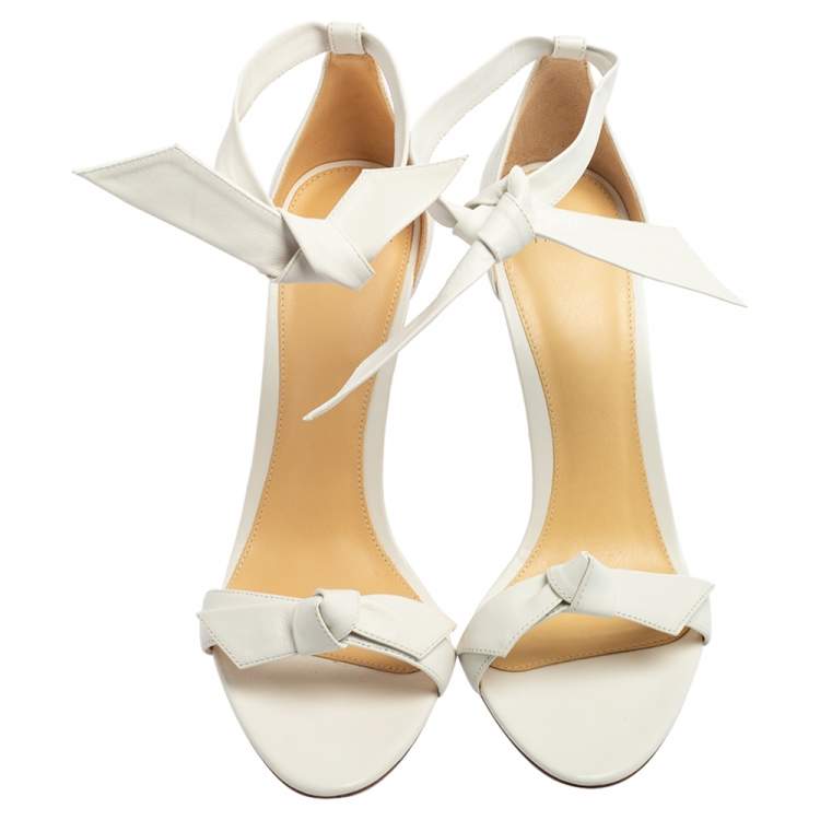 Pre Owned Alexandre Birman White Leather Clarita Ankle Wrap Sandals Size 39