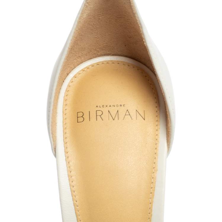 Pre Owned Alexandre Birman White Leather Clarita Ankle Wrap Sandals Size 39