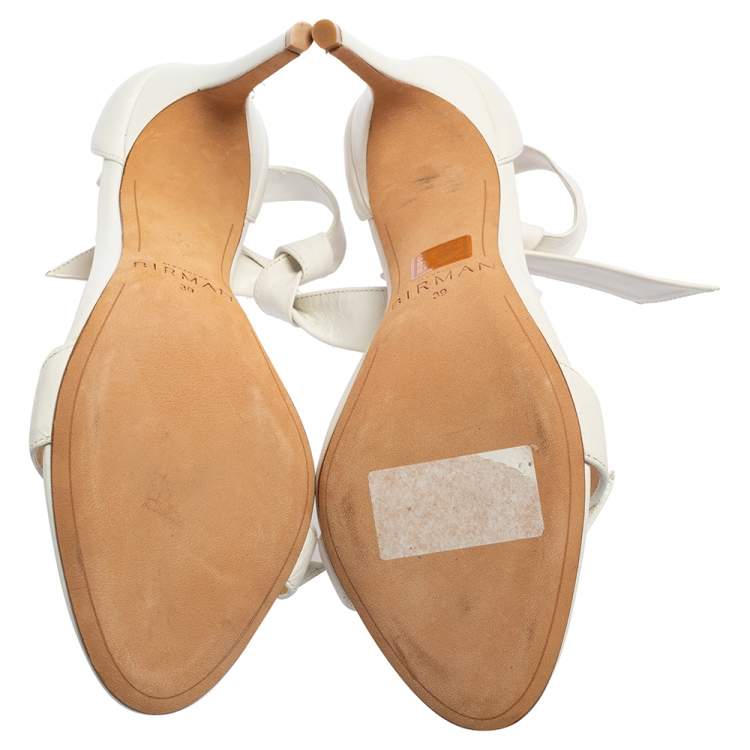 Pre Owned Alexandre Birman White Leather Clarita Ankle Wrap Sandals Size 39