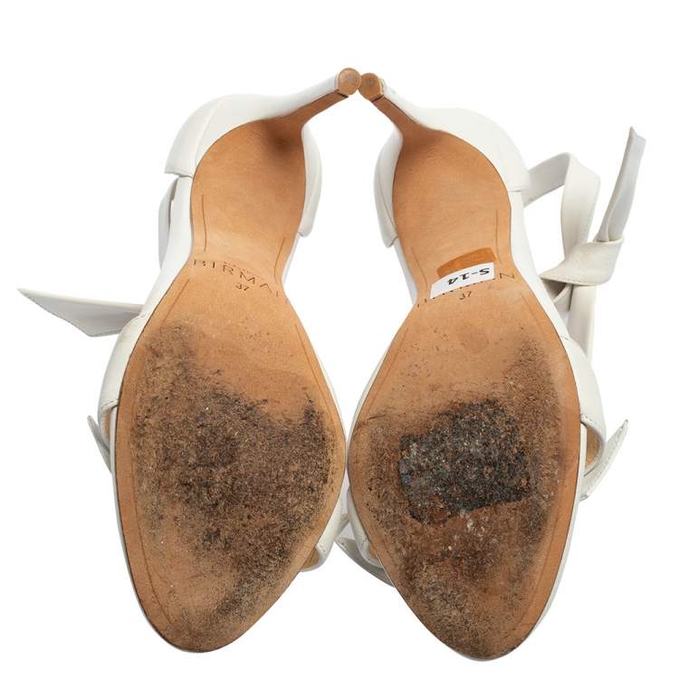 Pre Owned Alexandre Birman White Leather Ankle Strap Sandals Size 37
