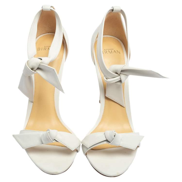 Pre Owned Alexandre Birman White Leather Ankle Strap Sandals Size 37