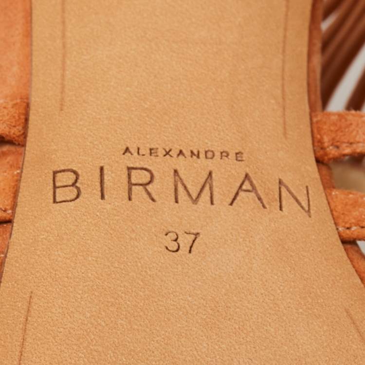 Pre Owned Alexandre Birman Brown Suede Cut Out Peep-Toe Ankle Strap Sandals Size 37