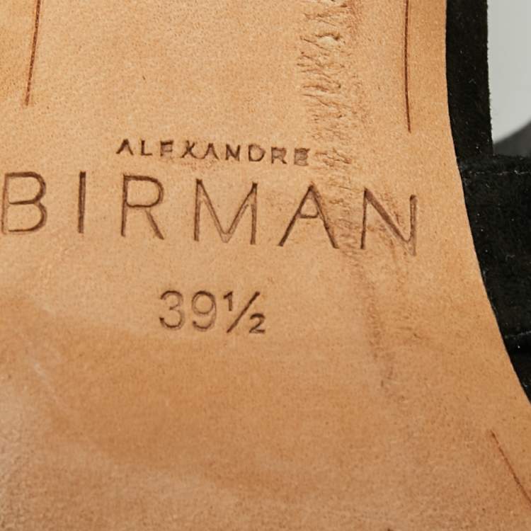 Pre Owned Alexandre Birman Black Suede Elenara Ankle Strappy Tie Up Sandals Size 39.5