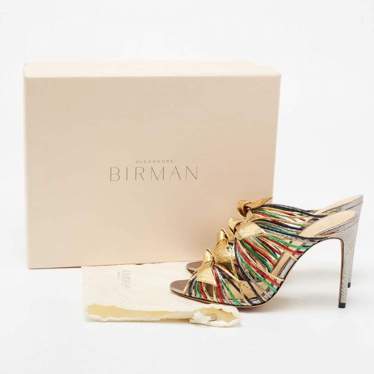 Pre Owned Alexandre Birman Multicolour Python Embossed Slide  Sandals Size 37.5