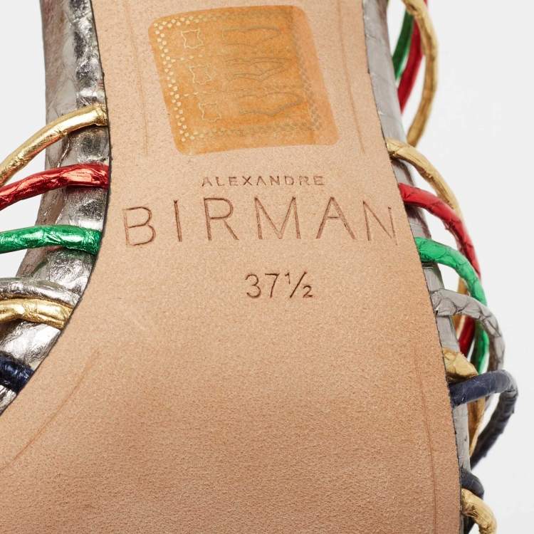 Pre Owned Alexandre Birman Multicolour Python Embossed Slide  Sandals Size 37.5