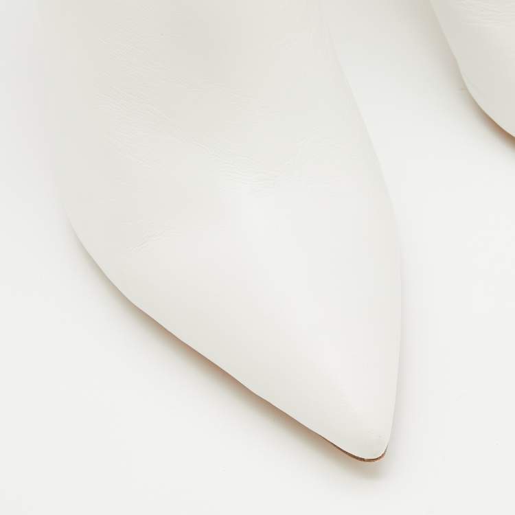 Pre Owned Alexandre Birman White Leather Amaliah Mules Size 38