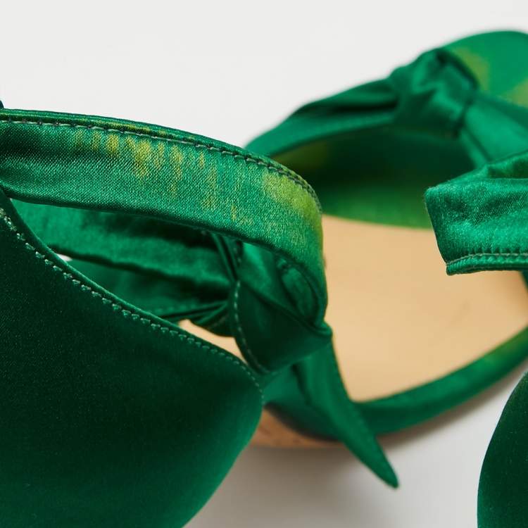 Pre Owned Alexandre Birman Green Satin Lovely Clarita Sandals Size 36.5