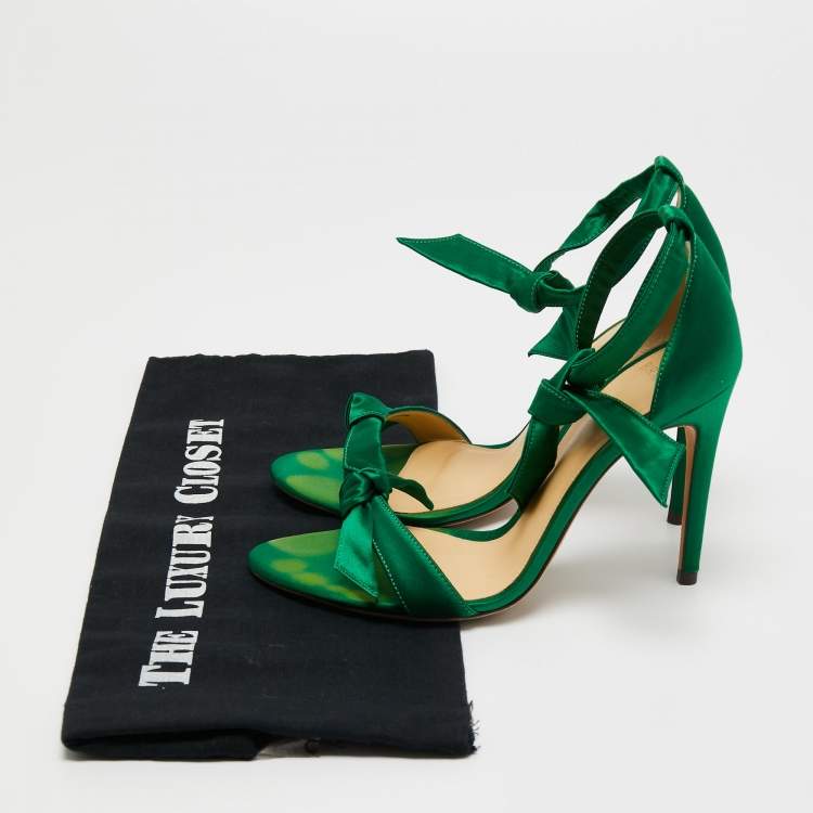 Pre Owned Alexandre Birman Green Satin Lovely Clarita Sandals Size 36.5