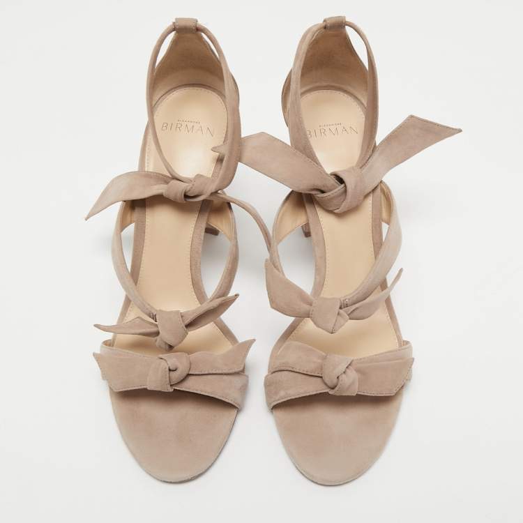 Pre Owned Alexandre Birman Beige Suede Lolita Ankle Tie Sandals Size 39