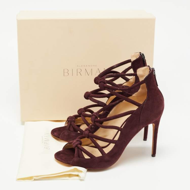 Pre Owned Alexandre Birman Burgundy Suede Lolita Strappy Sandals Size 40