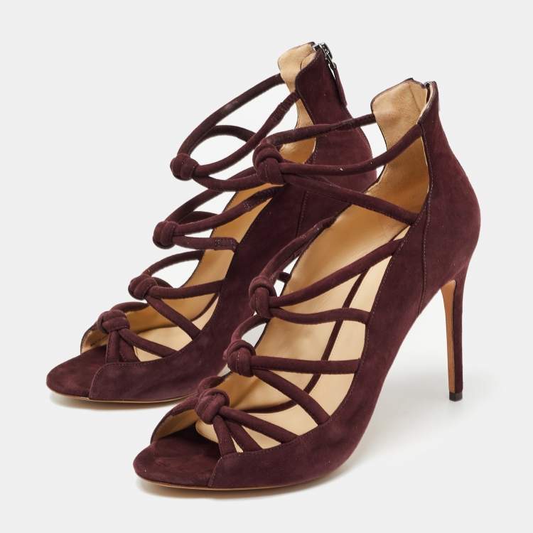 Pre Owned Alexandre Birman Burgundy Suede Lolita Strappy Sandals Size 40
