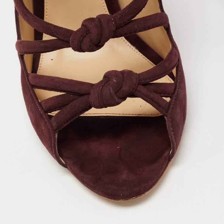 Pre Owned Alexandre Birman Burgundy Suede Lolita Strappy Sandals Size 40