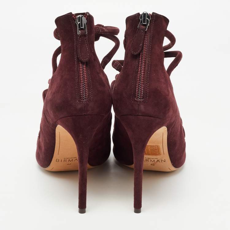 Pre Owned Alexandre Birman Burgundy Suede Lolita Strappy Sandals Size 40