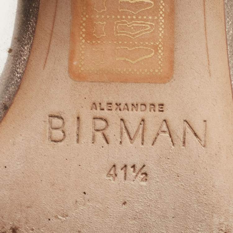 Pre Owned Alexandre Birman Metallic Leather and PVC Clarita Slide Sandals Size 41.5