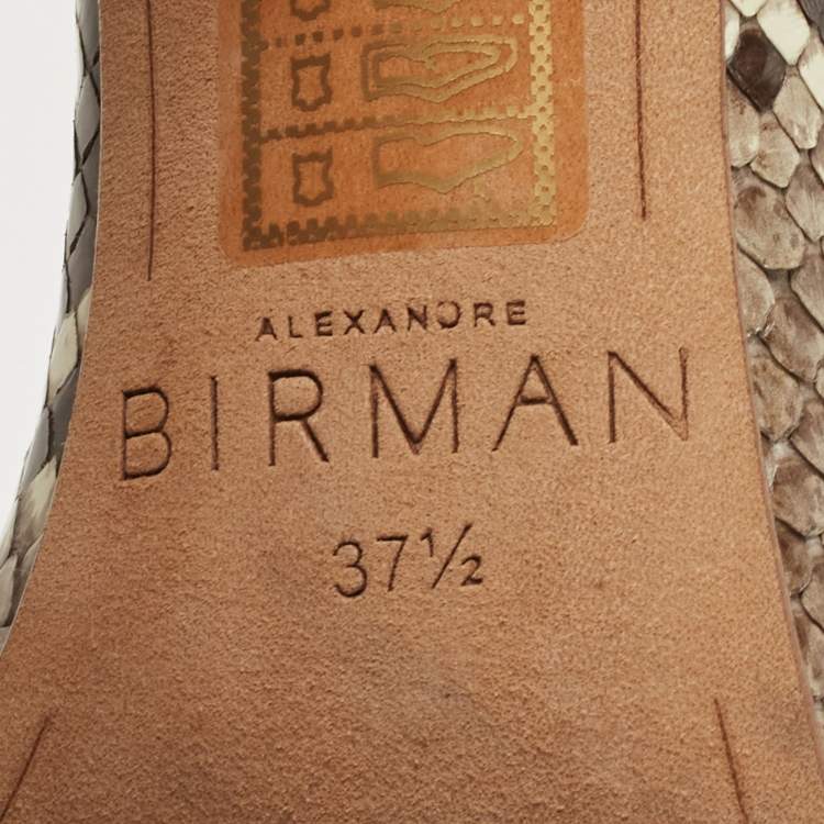 Pre Owned Alexandre Birman Black Suede and Python Leather Clarita  Ankle Wrap Sandals Size 37.5