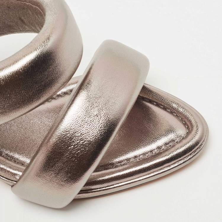 Pre Owned Alexandre Birman Metallic Leather Lilla Slide Sandals Size 40