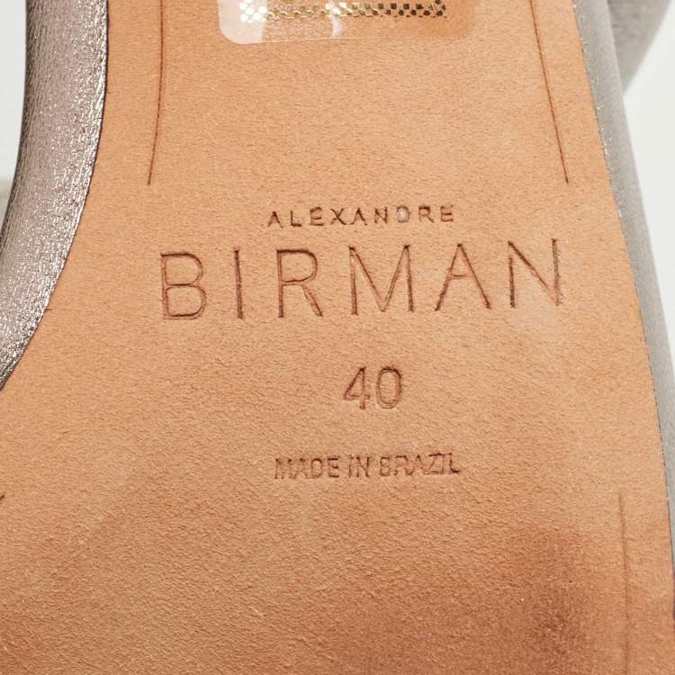 Pre Owned Alexandre Birman Metallic Leather Lilla Slide Sandals Size 40