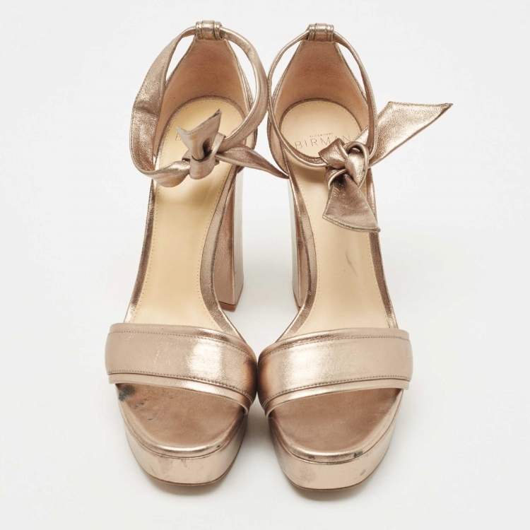 Pre Owned Alexandre Birman Metallic Leather Celine Sandals Size 38