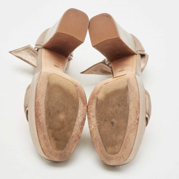 Pre Owned Alexandre Birman Metallic Leather Celine Sandals Size 38