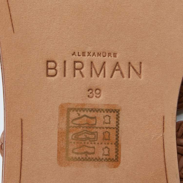 Pre Owned Alexandre Birman Brown Leather Braided Accents Flat Sandals Size 39
