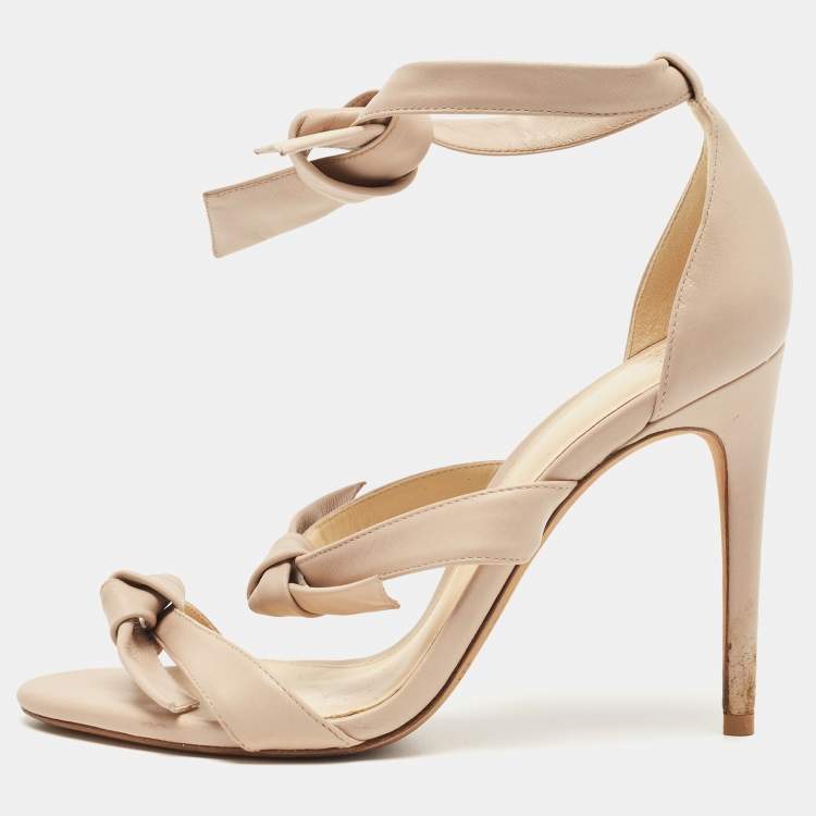 Alexandre Birman Beige Leather Ankle Strap Sandals Size 37