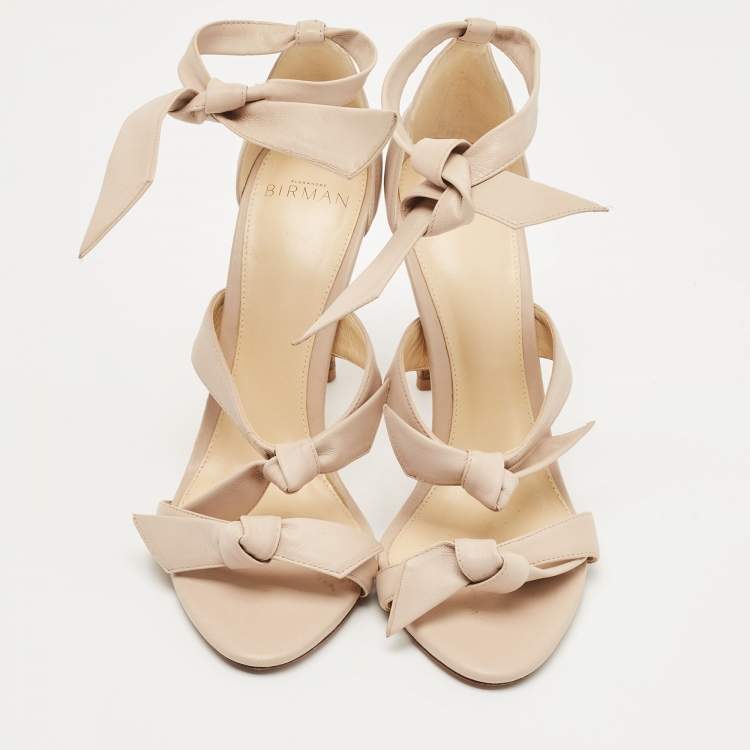 Pre Owned Alexandre Birman Beige Leather Ankle Strap Sandals Size 37
