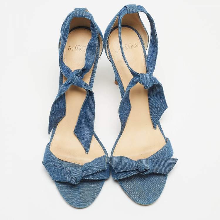 Pre Owned Alexandre Birman Blue Denim Ankle Strap Sandals Size 38.5