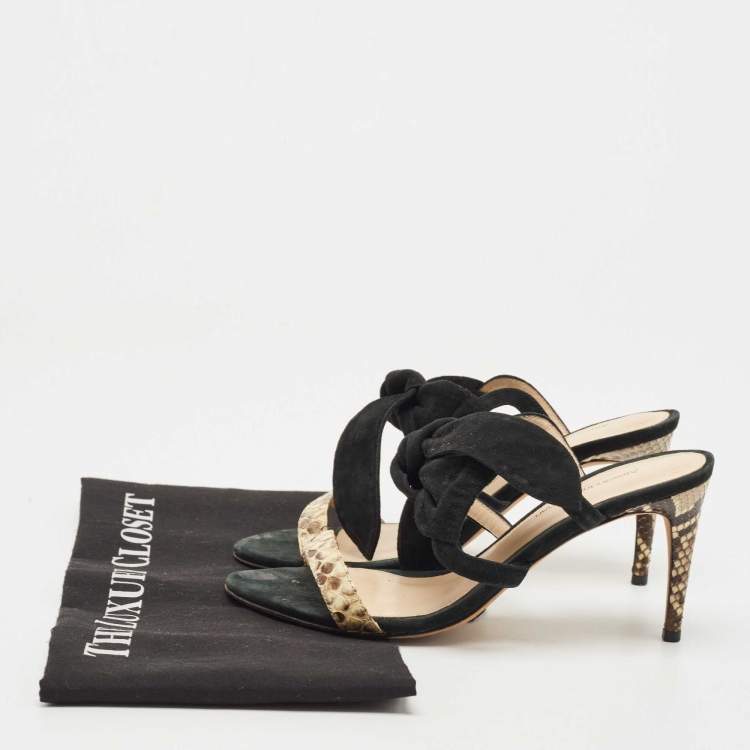 Pre Owned Alexandre Birman Black Suede Tie Detail Sandals Size 37.5