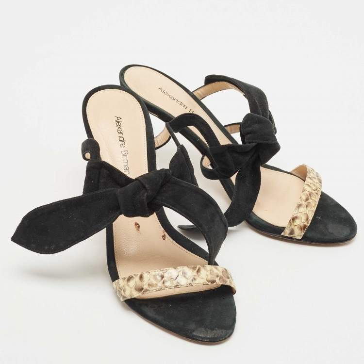 Pre Owned Alexandre Birman Black Suede Tie Detail Sandals Size 37.5