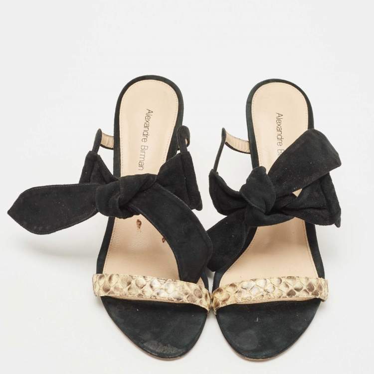 Pre Owned Alexandre Birman Black Suede Tie Detail Sandals Size 37.5