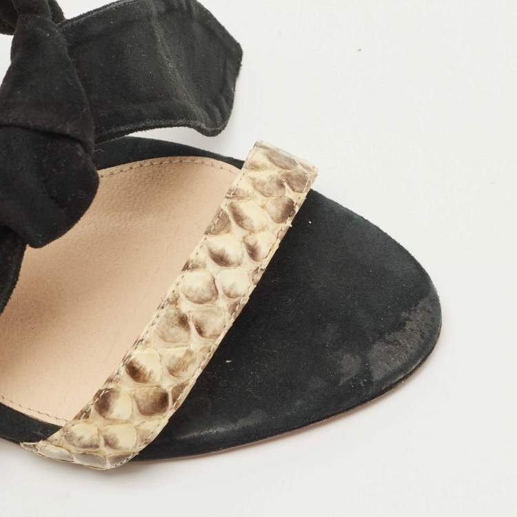 Pre Owned Alexandre Birman Black Suede Tie Detail Sandals Size 37.5