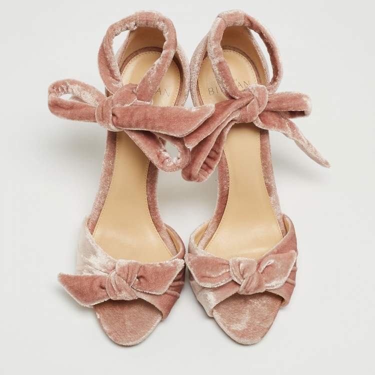 Pre Owned Alexandre Birman Pink Velvet Clarita Sandals Size 37.5