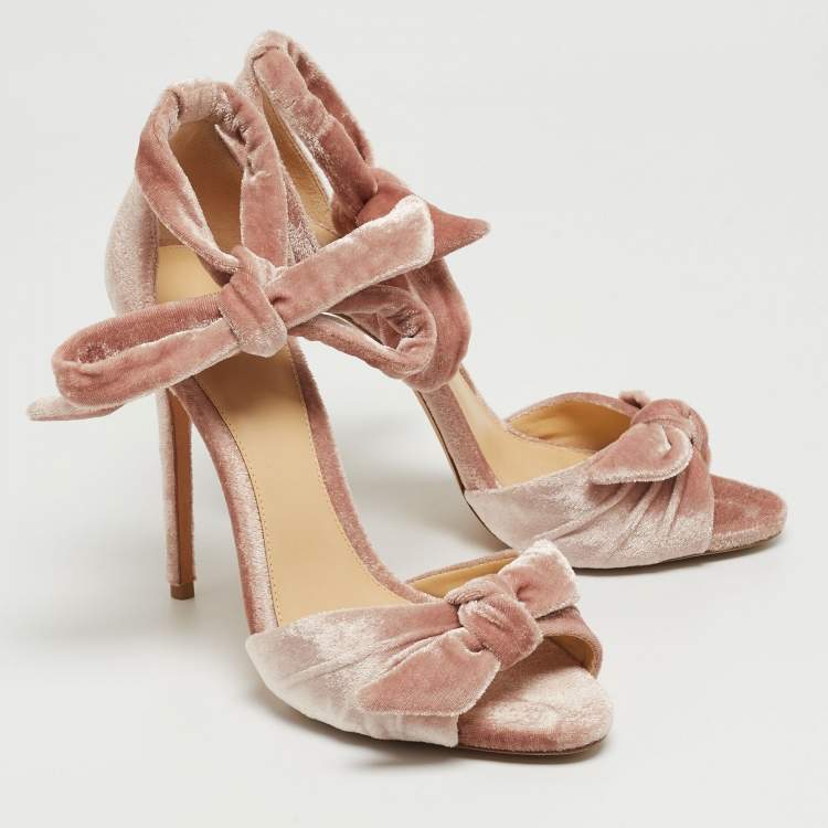 Pre Owned Alexandre Birman Pink Velvet Clarita Sandals Size 37.5