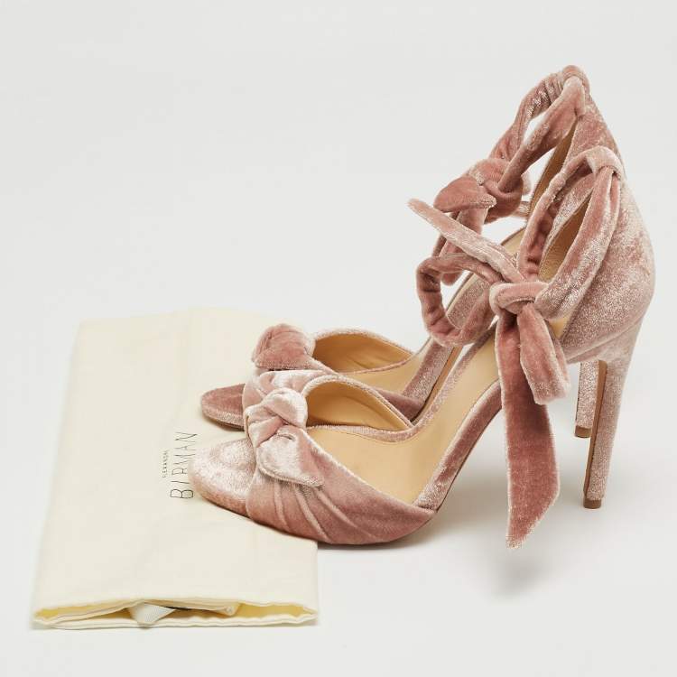 Pre Owned Alexandre Birman Pink Velvet Clarita Sandals Size 37.5