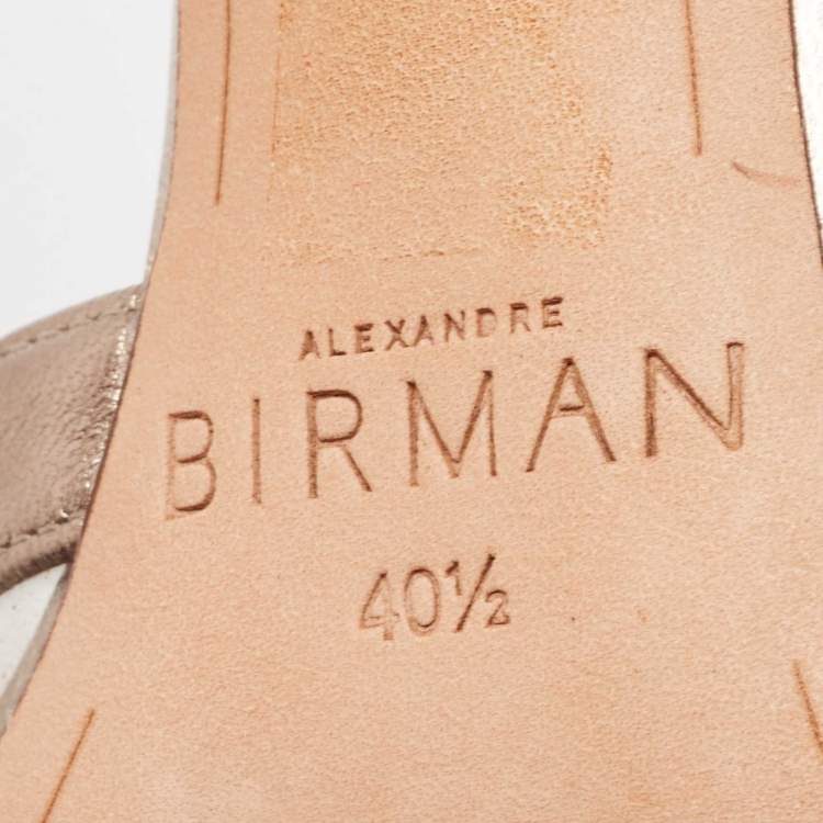 Pre Owned Alexandre Birman Metallic Beige Leather and PVC D'Orsay Pumps Size 40.5