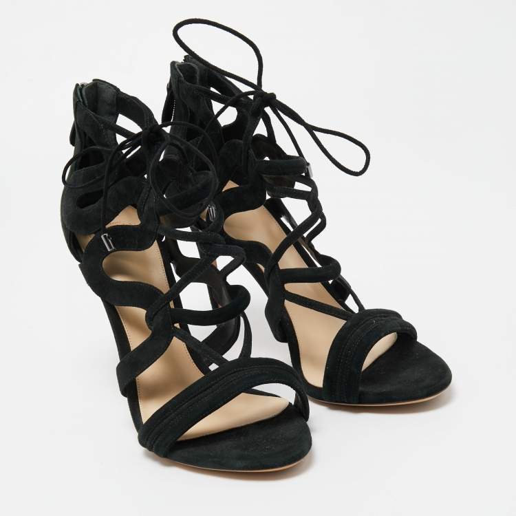 Pre Owned Alexandre Birman Black Suede Elenara Sandals Size 41