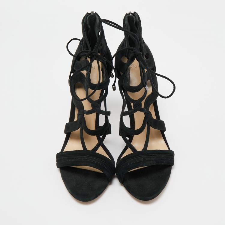 Pre Owned Alexandre Birman Black Suede Elenara Sandals Size 41