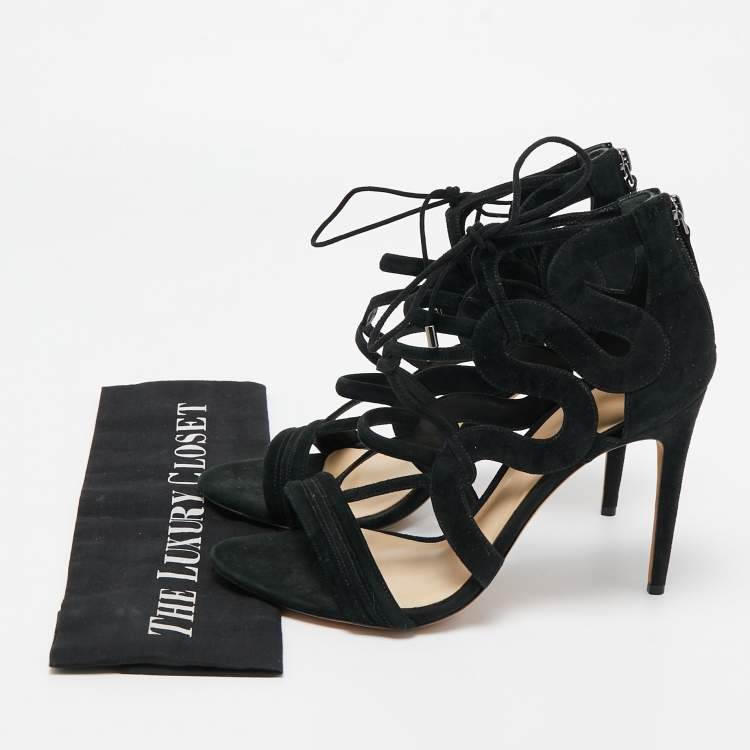 Pre Owned Alexandre Birman Black Suede Elenara Sandals Size 41