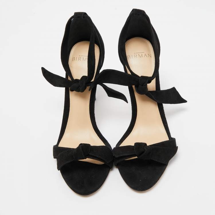Pre Owned Alexandre Birman Black Suede Clarita Ankle Wrap Sandals Size 35