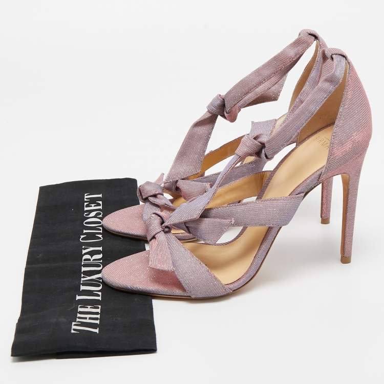Pre Owned Alexandre Birman Purple Fabric Crystal Embellished Gianna Sandals Size 39