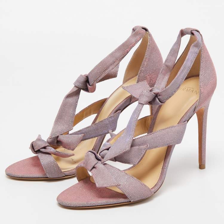 Pre Owned Alexandre Birman Purple Fabric Crystal Embellished Gianna Sandals Size 39