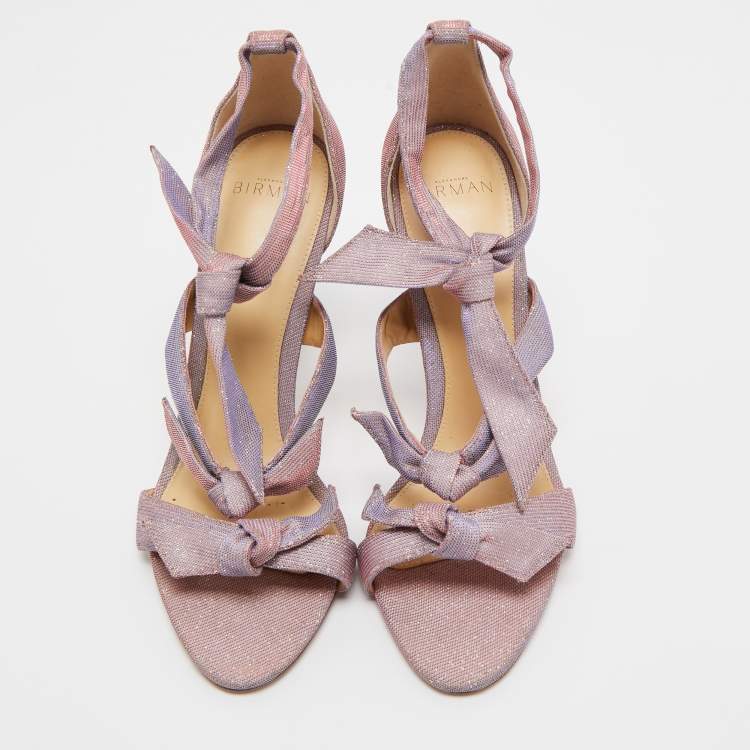 Pre Owned Alexandre Birman Purple Fabric Crystal Embellished Gianna Sandals Size 39