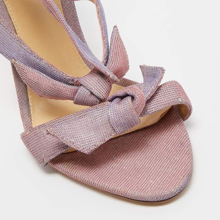 Pre Owned Alexandre Birman Purple Fabric Crystal Embellished Gianna Sandals Size 39