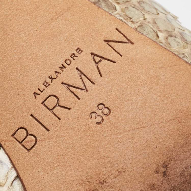 Pre Owned Alexandre Birman Beige/Brown Python Leather Mules Size 38