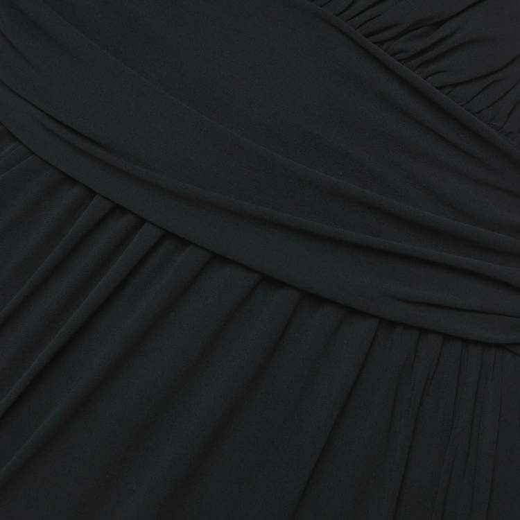 Pre Owned Alexandre Vauthier Black Jersey Asymmetric Halter Neck Draped Dress S