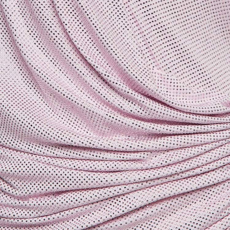Pre Owned Alexandre Vauthier Pink Crystal Embellished Draped Mini Dress M