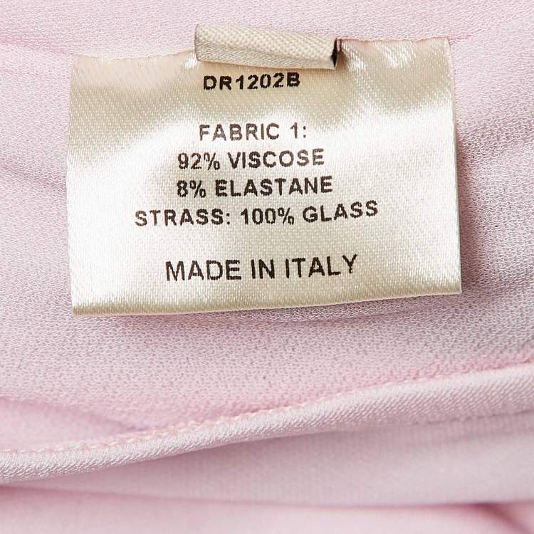 Pre Owned Alexandre Vauthier Pink Crystal Embellished Draped Mini Dress M